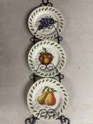 Decorative Fruit Plate Trio with Metal Display Stand