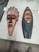2 HANDCRAFTED AFRICAN WOOD WALL HANGING MASK