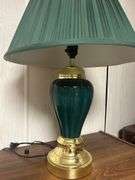 Side Table with Lamp & Set of Three Suitcases