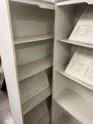 White Painted Wood Bookshelf with Decorative Panels