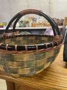 Assorted Handbags with Woven Basket