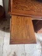 Oak Roll Top Desk with Multiple Drawers