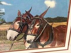 Steve St. Clair Limited Edition Framed Print: Team of Mules