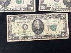 Lot of Five $20 United States Federal Reserve Notes