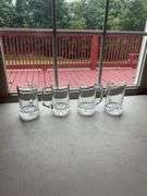 Set of 4 Glass Beer Mugs with Paneled Bases