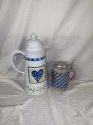 Ceramic Pitcher with Heart Design and GERZ Bavarian Beer Stein
