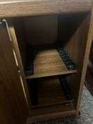 Side Table with Lamp & Set of Three Suitcases