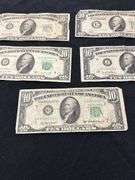 Lot of (5) US $10 Federal Reserve Notes