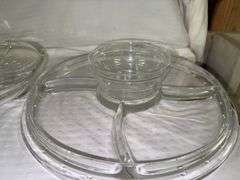 Set of 3 Clear Glass Serving Trays