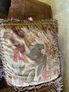 Assorted Decorative Throw Pillows - Leather, Suede, and Floral Set