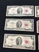 Lot of Six (6) Red Seal Two Dollar Bills