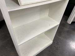 White Painted Wood Bookshelf with Decorative Panels