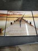 3 PIECE WALL HANGING CLOCK - CORNER IS CRACKED ON CENTER PIECE