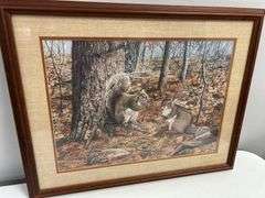 Framed Steve St. Clair Print - Squirrels in Autumn