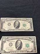 Lot of 5 Ten Dollar Federal Reserve Notes