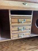 Oak Roll Top Desk with Multiple Drawers