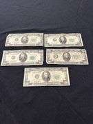 Group of Five US $20 Federal Reserve Notes