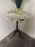 Accent Lamp with Green Shade & Side Table