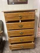 Wooden 5-Drawer Chest with Ornate Details