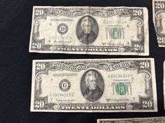 Lot of Five $20 United States Federal Reserve Notes