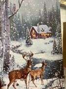 Holiday Decor Lot - Deer Scene Art, Ornaments, Pfaltzgraff Winterberry