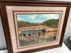Framed Print by Steve St. Clair - Deer and Covered Bridge