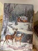 Holiday Decor Lot - Deer Scene Art, Ornaments, Pfaltzgraff Winterberry