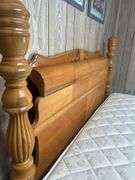 Waterfall Wood Full Size Bed Frame with Mattress