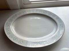 Montgomery Ward Damask China Set - Oval Platter, Bowl, Sugar Bowl