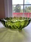 Green Glass Footed Bowl