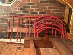 Red Metal Bed Frame and Wooden Headboard & Footboard