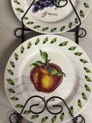 Decorative Fruit Plate Trio with Metal Display Stand