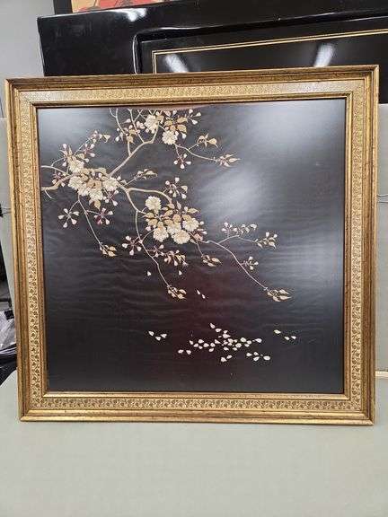 Framed Floral Embroidery Art image