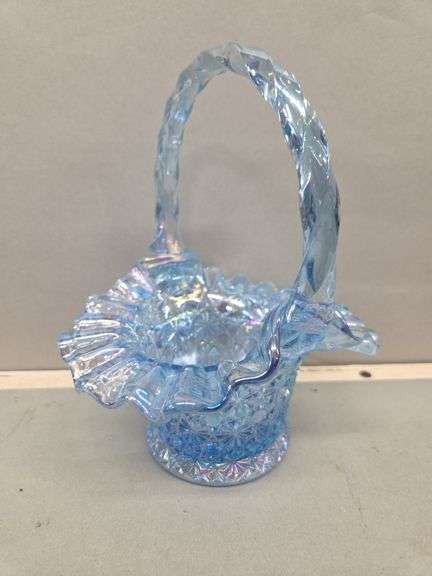 Pressed Glass Basket with Handle image