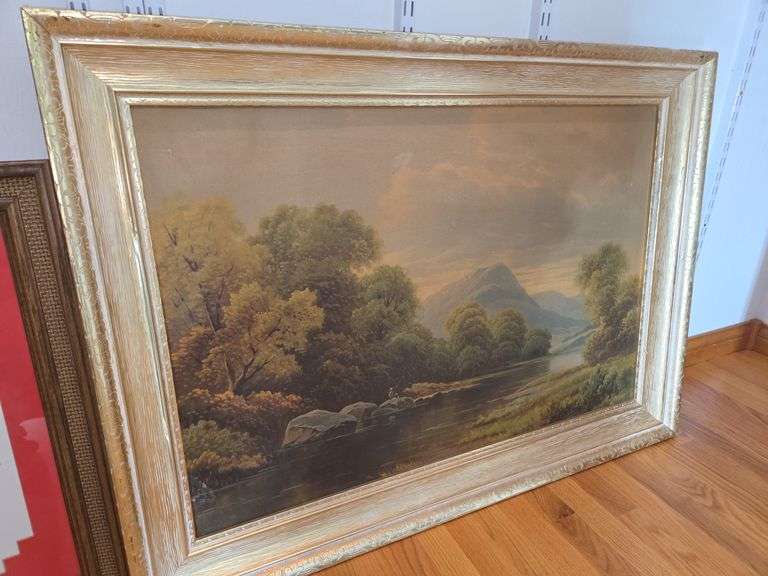 Landscape Painting in Ornate Frame image