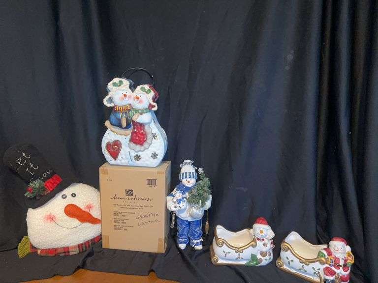 Home Interiors & Gifts Snowman Lantern and Clothique Planters image