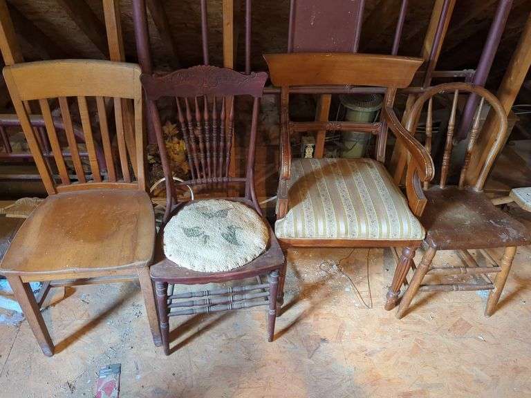 Set of Four Assorted Wood Chairs image
