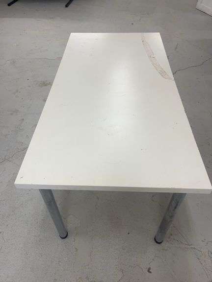 White Top Desk with Chrome Legs image