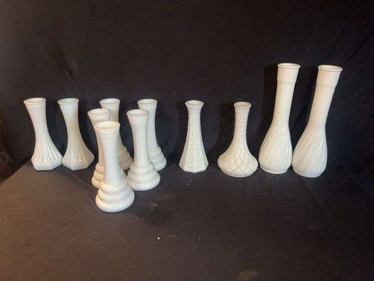 Collection of Milk Glass Vases image