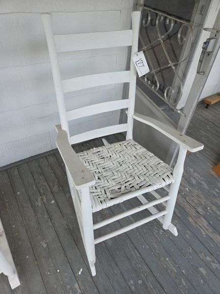 White Painted Woven Seat Rocking Chair image