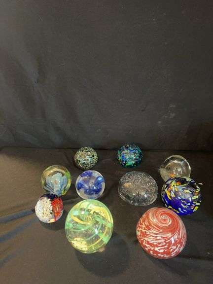 Collection of 10 Decorative Glass Paperweights image