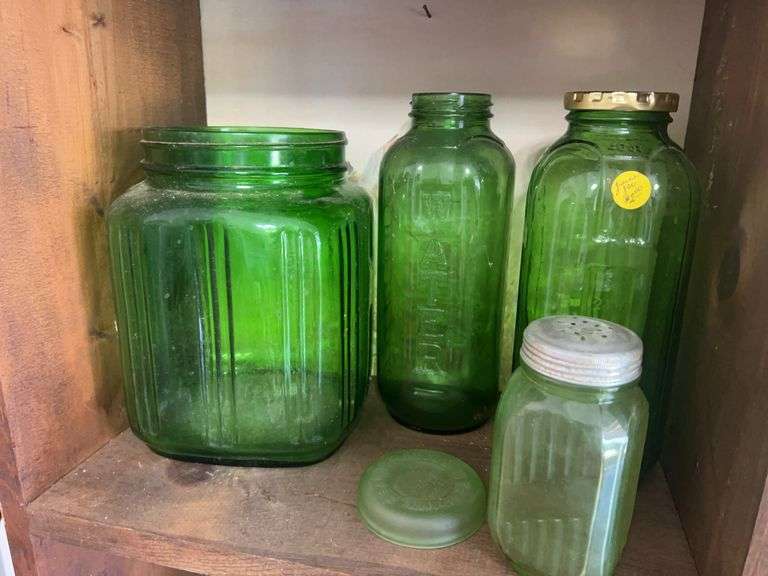 Collection of Green Glass Jars image