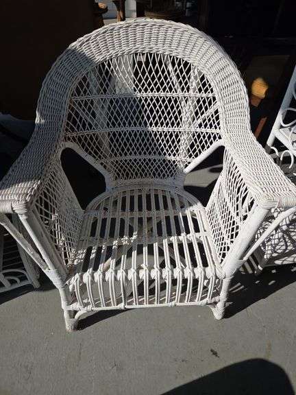 White Wicker Armchair image