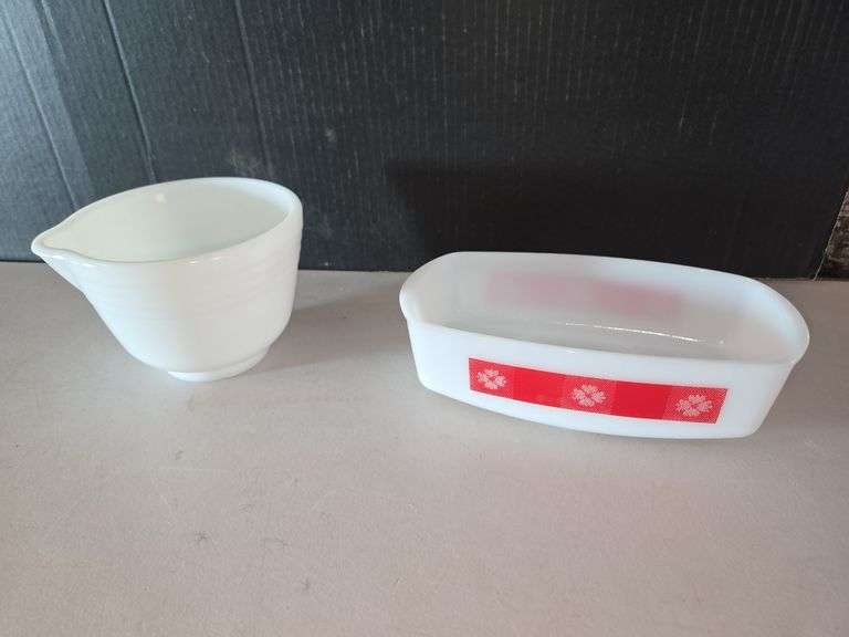 Hamilton Beach Milk Glass Bowl and Refrigerator Dish image