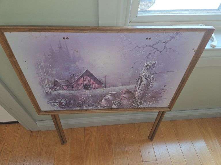 Folding TV Tray Table with Barn Scene image