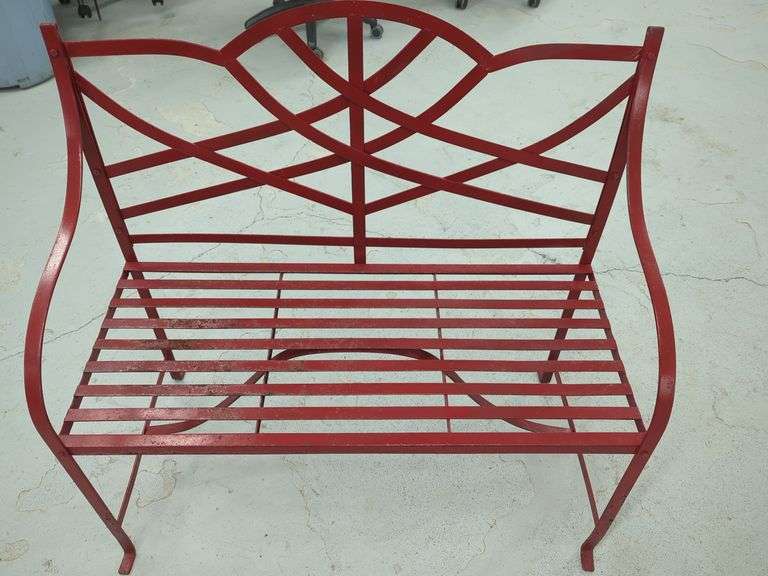 Red Metal Garden Bench image