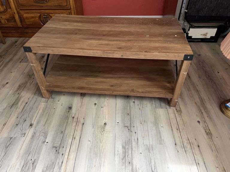 Rustic Style Wood Coffee Table with Shelf image