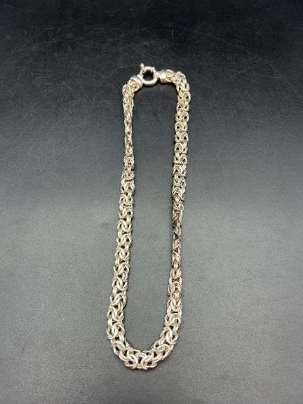 STERLING SILVER ‘WOVEN BYZANTINE’ WHEAT CHAIN NECKLACE image
