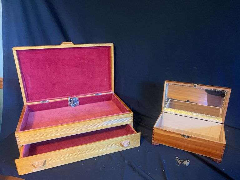 Two Wooden Boxes: Music Box and Jewelry Box image