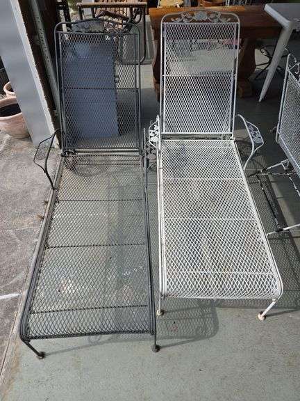 Two Metal Mesh Garden Chaise Lounges image